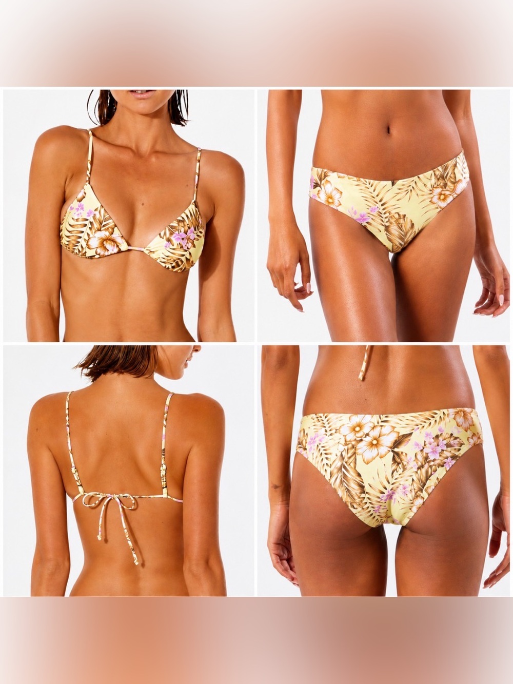 NWT Rip Curl Playabelka Triangle Bikini Set Shimmer Tropical Floral MSRP $85